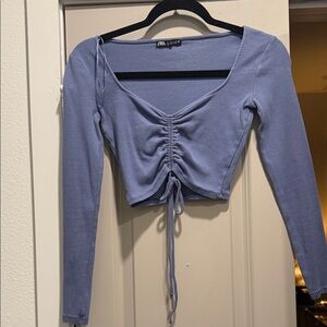 Zara Women's Lavender Ruched Crop Top